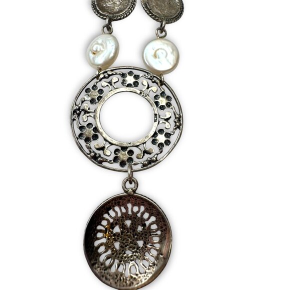 Neta Wolpe Handmade Coin Pearl Sterling Silver Necklace - Picture 10 of 10